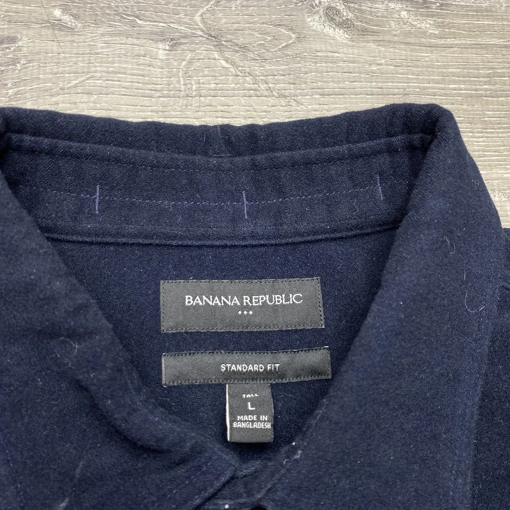 Banana Republic Shirt Mens LT Blue Solid Flannel Long Sleeve‎ Button Up Casual